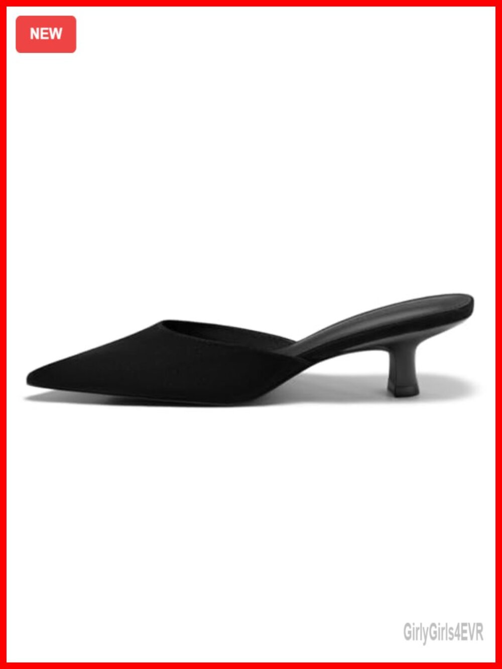 Coutgo Womens Kitten Heel Mules Closed Pointed Toe Slip On Dress Pumps